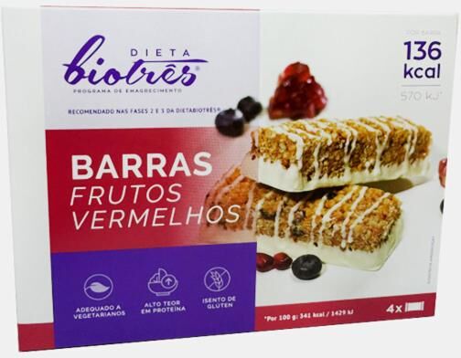 FARMODIÉTICA® DIETA BIOTRES BARRAS FRUTOS VERMELHOS 4X40g
