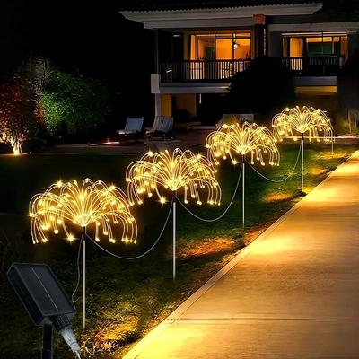 Uplift Picks Solar Firework Garden Lights For Magical Outdoor Patio Holiday Landscape Decor warm 4 Grounding X 60 240 Led