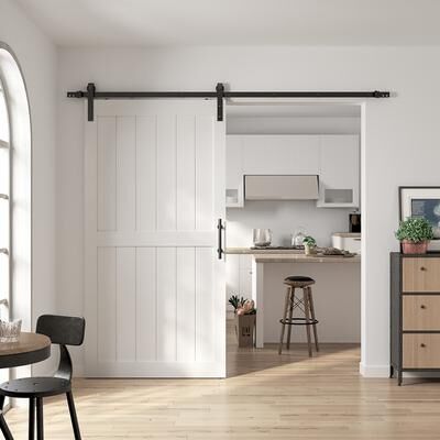 Sanding 30in./32in./36in./42in./48in.x 84in.MDF Barn Door With Sliding Hardware Kit ,Covered with Water-Proof PVC Surface