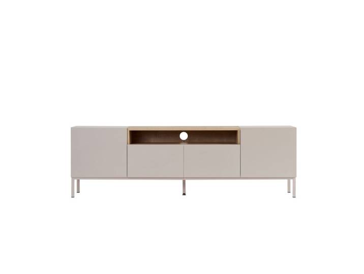 Meuble tv 4 portes 1 niche l160 cm - cashmere