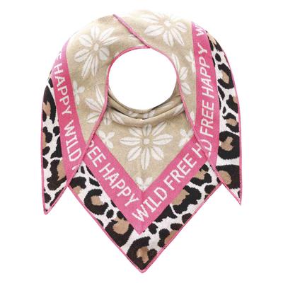 Dreieckstuch ZWILLINGSHERZ "Blumen & Leo", Damen, pink (beige pink), Strick, Baumwollmischung, gemustert, mehrfarbig, Modetücher, Eyecatcher Tuch, Mustermix: Leomuster und Blumen, Feinstrick, wärmend