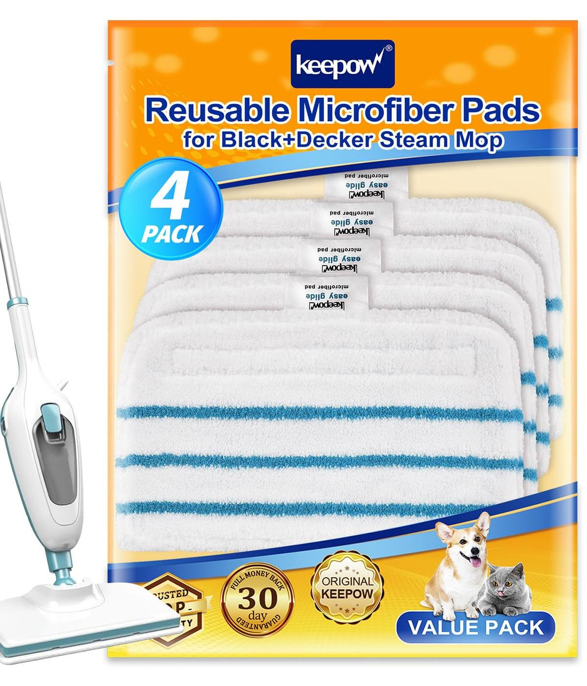 4 microvezeldoeken voor de Black & Decker stoommoppen, vervangende pads van Dripio