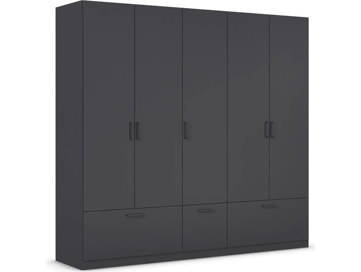 Drehtürenschrank, Holzwerkstoff, Graumetallic, 225×210×54 cm, Mit Schubkästen, Modern, Rauch