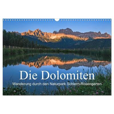 Die Dolomiten - Wanderung durch den Naturpark Schlern-Rosengarten (Wandkalender 2027 DIN A3 quer), CALVENDO Monatskalender