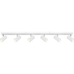 Deckenstrahler Deckenlampe 6 flammig Spotleuchte weiß, Spots beweglich, Wohnzimmerlampe Metall, 6x GU10 Fassungen, LxBxH 115x6x12cm