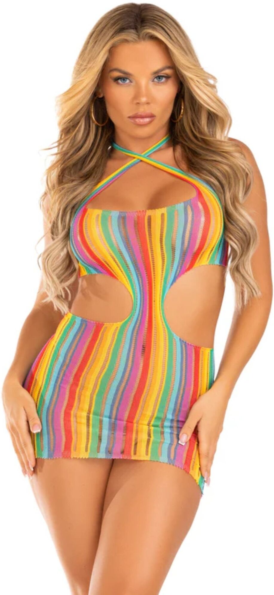 Leg Avenue Mini robe rayée à bretelles croisées