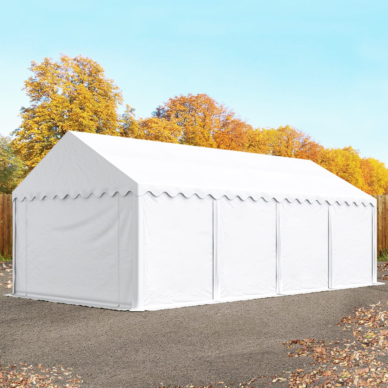 TOOLPORT Carpa almacén 4x8 m, PVC 750, con base reforzada, blanco - (7201)