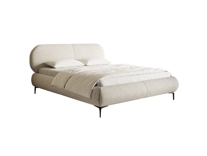 Gepolstertes Bett 160x200 cm Ovalle hellbeige, wasserabweisendes
