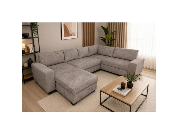 P & B Wohnlandschaft Valeri, Taupe, Kunststoff, 6-Sitzer, Füllung: Polyurethan (Pur), U-Form, 305x208 cm, Schlafen auf Sitzhöhe, Armteil links, rechts, Rücken echt, Wohnzimmer, Sofas & Couches, Wohnlandschaften, Wohnlandschaft U-Form