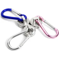 4x Supermagnete, Magnet, Topfmagnet mit Karabiner (2x)