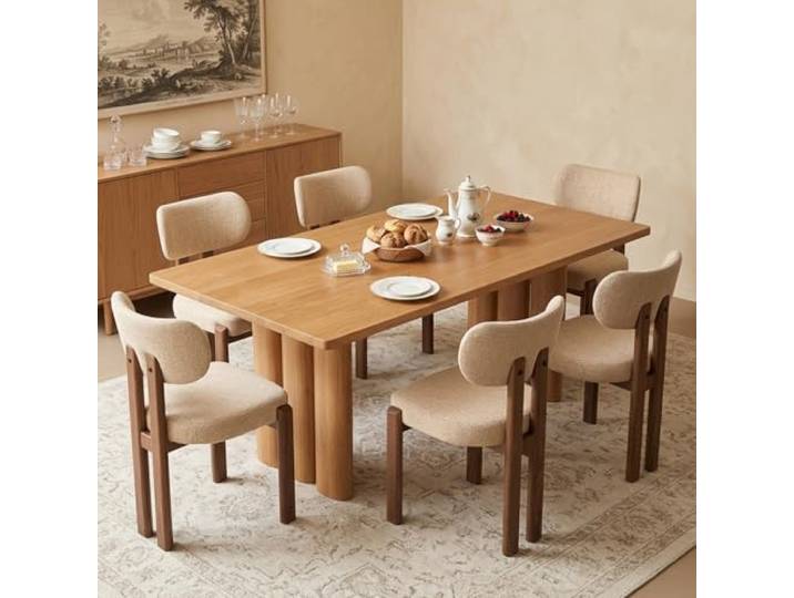 WAFTING Esszimmerstühle 6er Set, gepolstert, Strukturstoff, Khaki Skandinavische Polsterstühle mit Rückenlehne und Metallbeinen, moderne Küchenstühle für Esszimmer, Küche und Restaurant