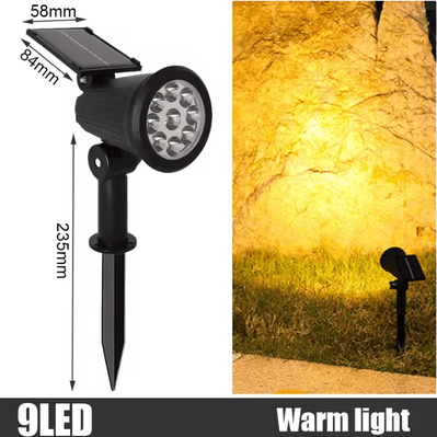 Inspire Curations 9LED RGB Solar Spotlights IP65 Outdoor Garden Landscape Lights warm Light 2pcs