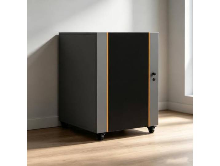 Hifi Rack mit Gittertür, Belüftung und Böden,Holz Audio Schrank für Zuhause Mobiler Plattenspieler Schrank mit Kabelöffnung, Stauraum für HiFi, Heimkino, Studio(Gray 23.2*23.6*31.5IN)