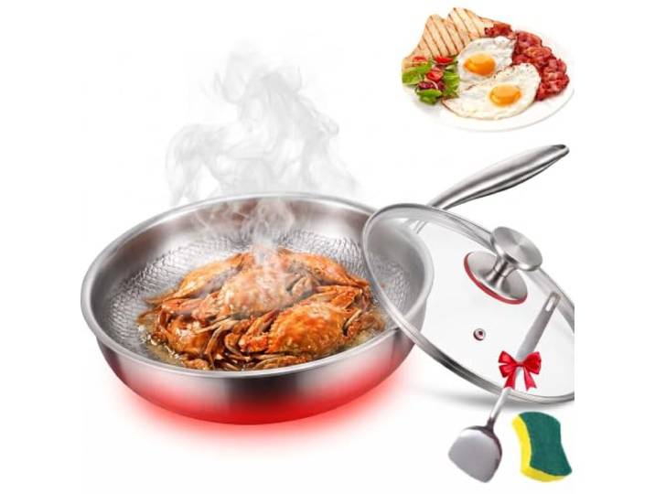 SRXY Titan Pfanne Unbeschichtet,2026 Titanium Frying Pan 20/24/26/28/30cm,Quick And Even Heating, Thickening, Scratch Resistance, Suitable For Any Cooker (30CM)
