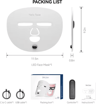 Inspire Curations Wireless Red Light Therapy Face Mask 510K Near Infrared LED Facial Mask For Home Skincare m500 Gray Led Mask