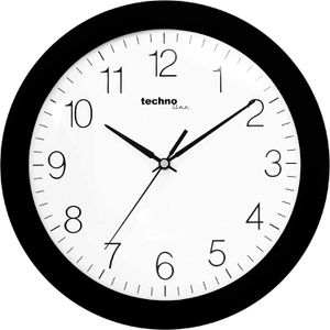 Technoline Wanduhr WT 7000, Kunststoff, analog, Quarzuhr, Ø 30 cm, schwarz