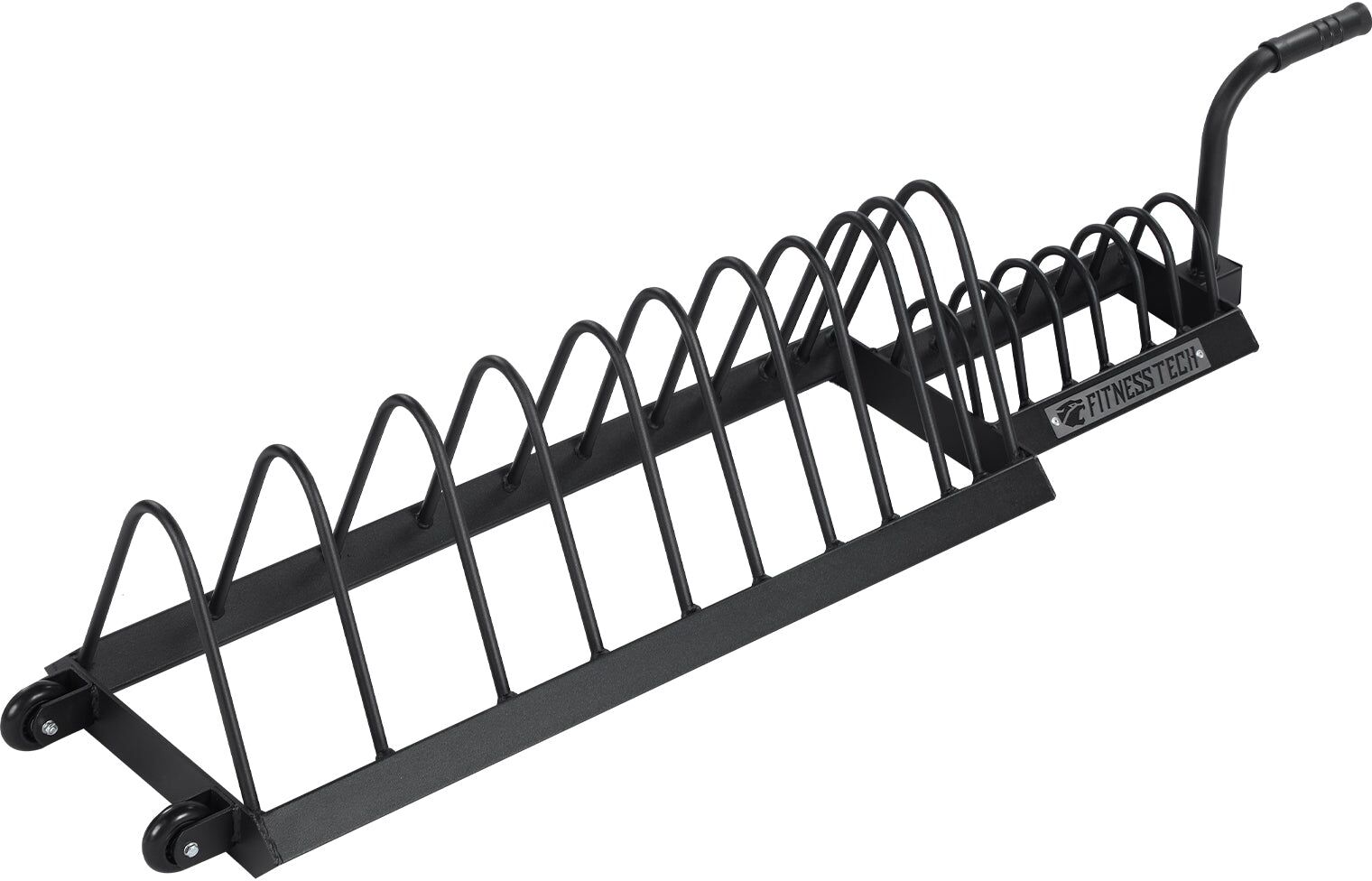 Fitness Tech Soporte para discos olímpicos con ruedas . Negro