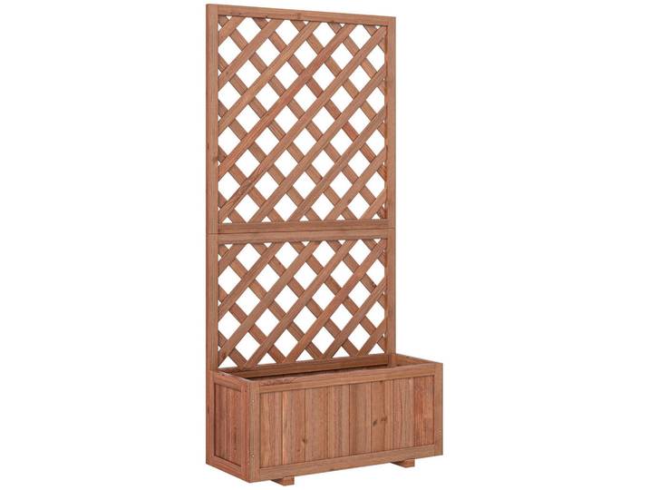 Outsunny Hochbeet Pflanzkasten mit Rankgitter, für Kletterpflanzen, Tannenholz, Orange, Fichtefarben, Holz, 31.5x149.5x72.5 cm, Gartenzubehör, Hochbeete