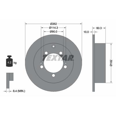 TEXTAR Bremsscheibe PRO 92136103 262mm 10mm für MITSUBISHI