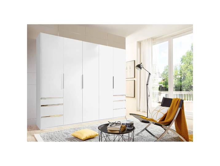 Drehtürenschrank Level 36A 250 x 216cm Weiß/Alpinweiß ohne Spiegeltür/-en