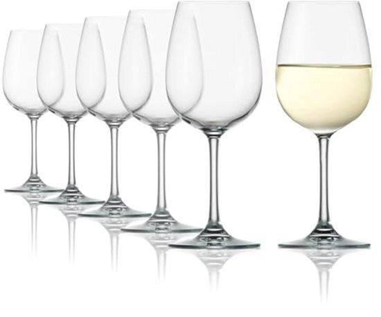 Set van 6 elegante witte wijnglazen van 350 ml, vaatwasserbestendig