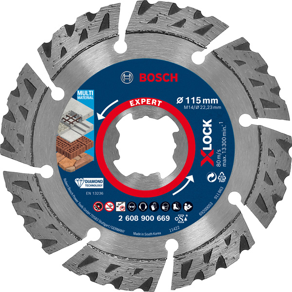 Bosch EXPERT MultiMaterial X-LOCK Diamanttrennscheiben, 115 x 22,23 x 2,4 x 12 mm 2608900669