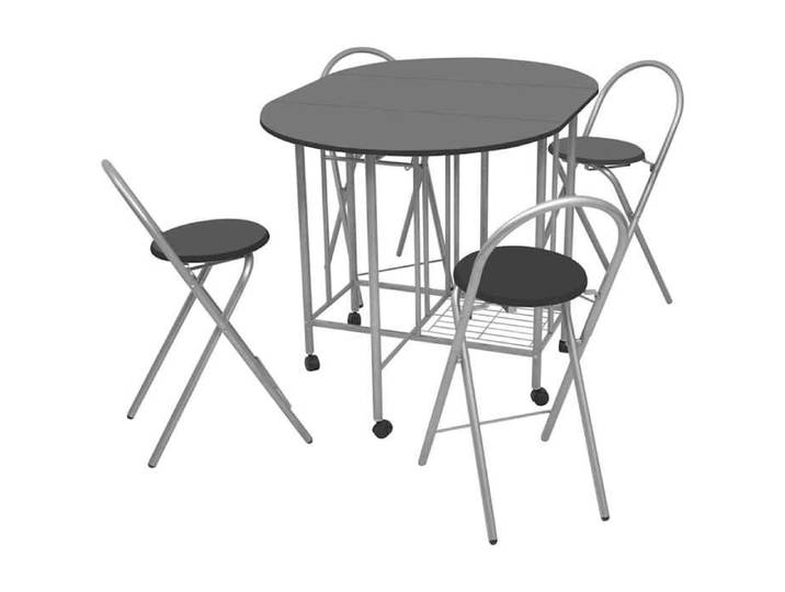 Promo été Ensemble de salle à manger pliable (5pcs)- SWEETY - Table de salon + 4 chaises de cuisine - MDF noir 110x80x79cm 3875740