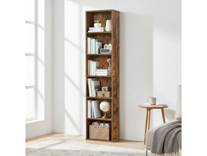 Bibliothèque Étagère à 6 Niveaux Étagère Debout de Style Scandinave Bureau Chambre à Coucher Bureau à Domicile Marron
