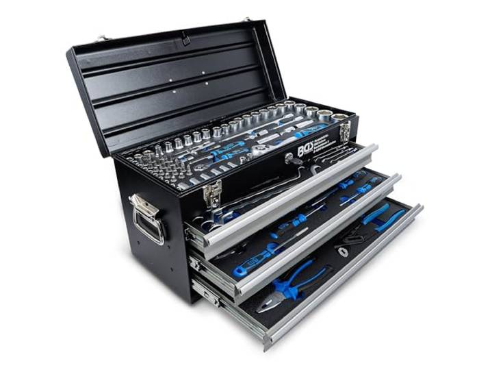 BGS 3318 Caisse à outils métallique 3 tiroirs avec 143 outils