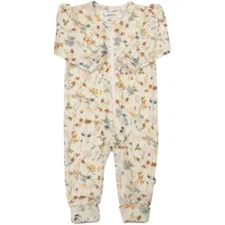 Joha Woll-Overall mit Klappfuß Blumen, natur | mehrfarbig, 80