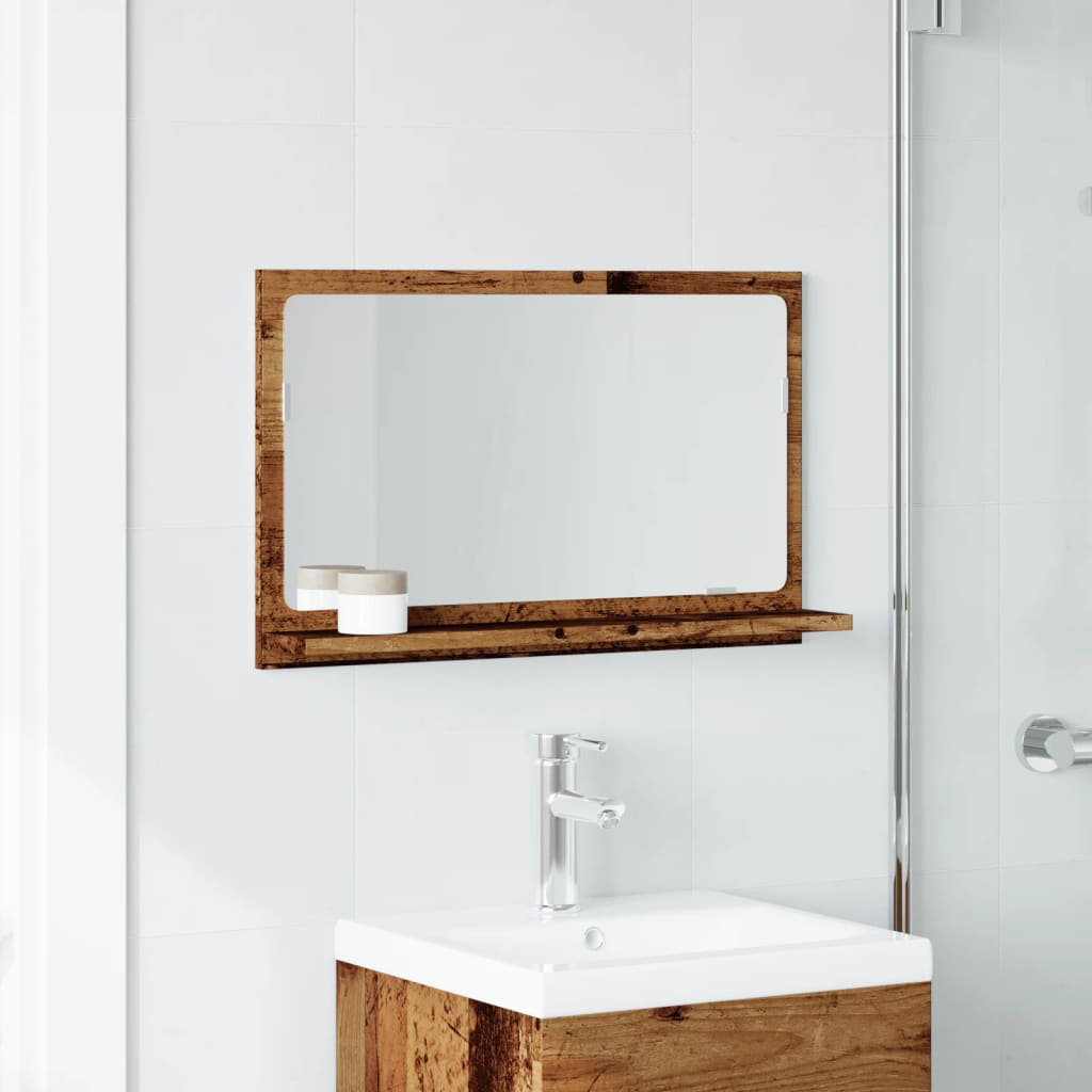 Ebern Designs Dorlene Mirror with Shelves Artisan Oak 37cm x 40cm
