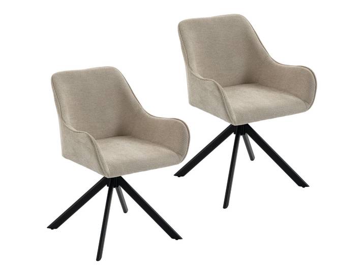 Homcom Esszimmerstühle 2er Set Polyester Metall Beige, 55x82x60 cm, Esszimmer, Stuhl