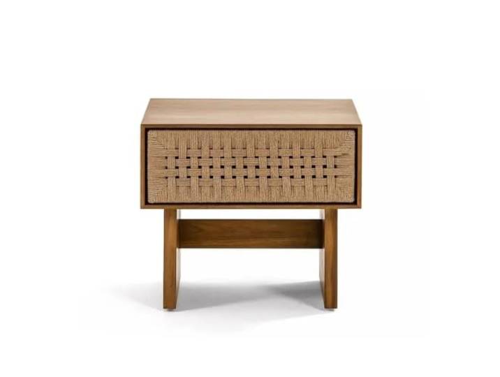 DASJKDI Nachttisch aus Massivholz-Rattan Einfaches Schlafzimmer(Walnut color)