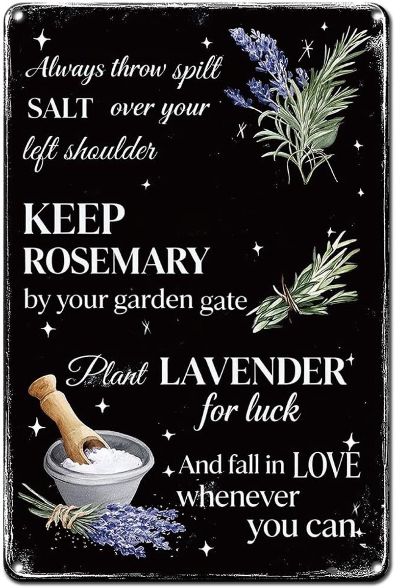 Dailygoods Metalen Plaatbord Decoratie Lavendel Wanddecoratie 20 x 30 cm
