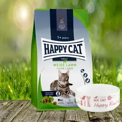 Aktion - Happy Cat Culinary Adult Weide-Lamm 10 kg + Futternapf