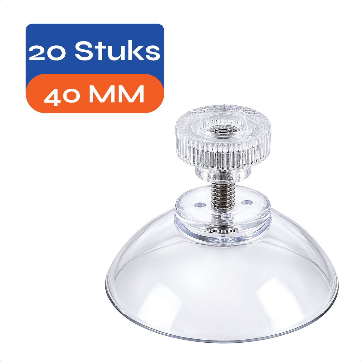 HeyParts 20 stuks Zuignappen met schroefdraad 40mm M4x10mm - Transparant - Voor zonwering