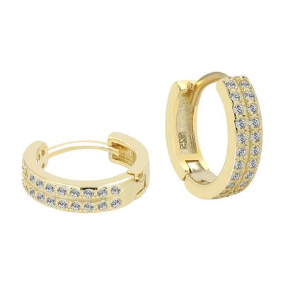 Klappcreolen ADELIA´S "Ohrringe – Klappcreole aus 925 Silber mit Zirkonia", Damen, Gr. Damen, Silber 925 (Sterlingsilber), gold, Ohrringe Klappcreolen, Ideal als Geschenk zum Muttertag