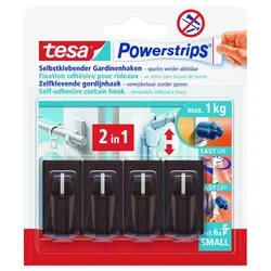 tesa Powerstrips Vario-Gardinenhaken braun