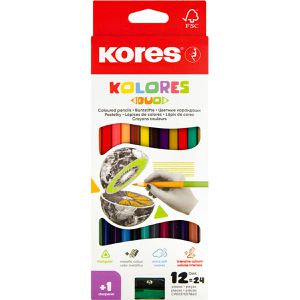 Kores Buntstifte KOLORES Duo, BB93212, farbig sortiert, mit Spitzer, zweifarbig - 24 Farben, 12 Stück