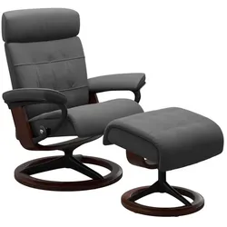 Stressless Sessel mit Hocker Erik Signature Leder Grau Batick Grey S (Small)