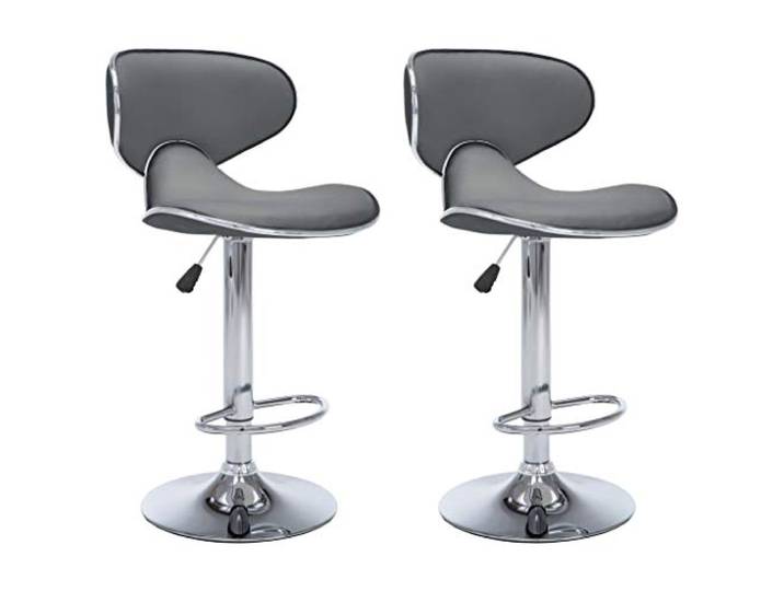 vidaXL 2X Barhocker Höhenverstellbar Barstuhl Tresenhocker Küchenhocker Bistrohocker Thekenhocker Tresenstuhl Thekenstuhl Grau Kunstleder