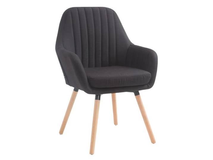 Chaise de Salle à manger Florian en tissu avec Piètement en bois de hêtre ou de chêne Noir -Nature