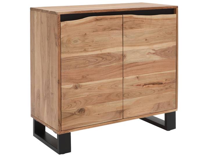 Livetastic Sideboard, Schwarz, Akazie, Holz, Metall, Akazie, Holz, 1 Fächer, 85x80x40 cm, stehend, Holzmöbel, Kleinmöbel Holz, Holzkommoden, Sideboards Holz
