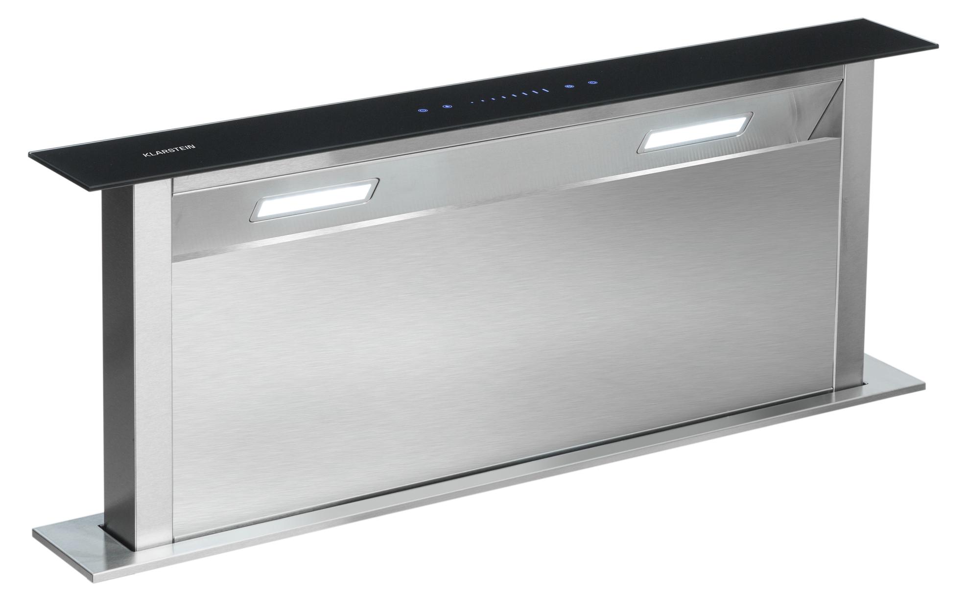 Klarstein Downdraft-Dunstabzugshaube, Versenkbare Abzugshaube, Leise Dunstabzugshauben mit Filter, Dunstabzugshaube 60cm, Umluft/Abluft Dunsthaube mit 10 Modi, Dunstabzug 507 m³/h Luftstrom