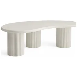 Couchtisch Evan 130 cm Cream White - Moderner ovaler Sofatisch mit Säulenfuß