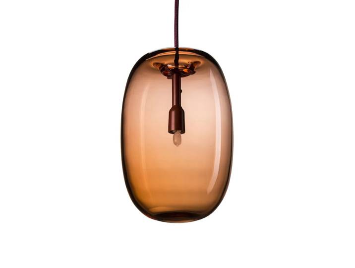 Örsjö Belysning Suspension Pebble rouge sang, allongé, verre