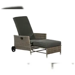 Merxx Komfort Deckchair, inkl. Polsterauflagen und Fußhocker, mit Gasdruckfeder, Stahl/Kunststoffgeflecht, Grau