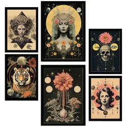 POSTER Set Mit 6 Mystischen Esoterischen A3 & A4 Schwarzer Rahmen