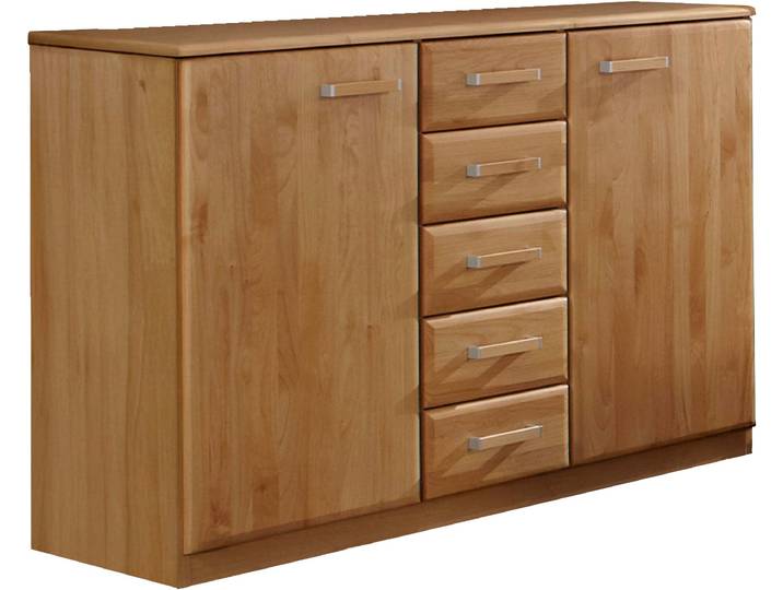 Kombikommode WIEMANN Lausanne, Drehtürenschrank, Schrank, Wäscheschrank, Erle teilmassiv , beige (natur), B:125cm H:89cm T:37cm, Sideboards, Kombikommode, Made in Germany