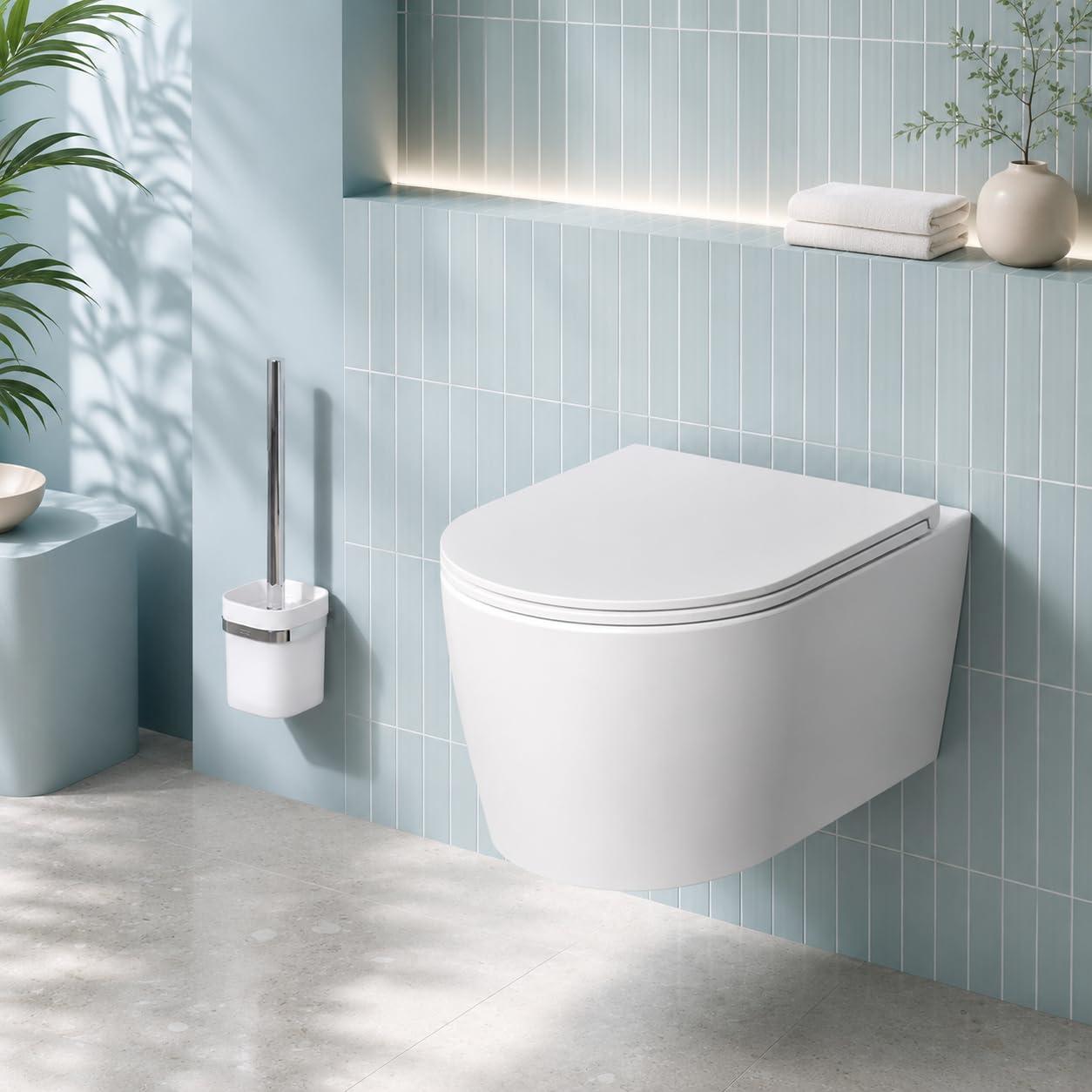 Randloses Hänge-WC mit AquaSpin-Spülung, Duroplast-Sitz Softclose